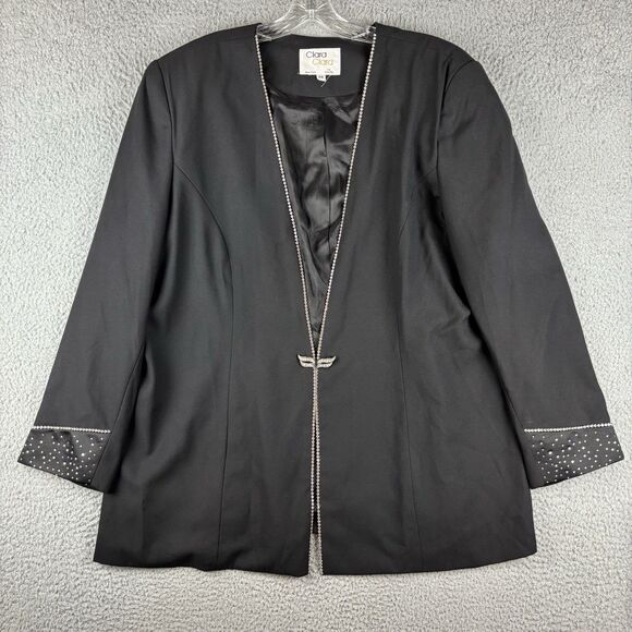 Clara Clara by Vinette Blazer Jacket Women's Size 24 Black Embellished 1 Button - Picture 1 of 11